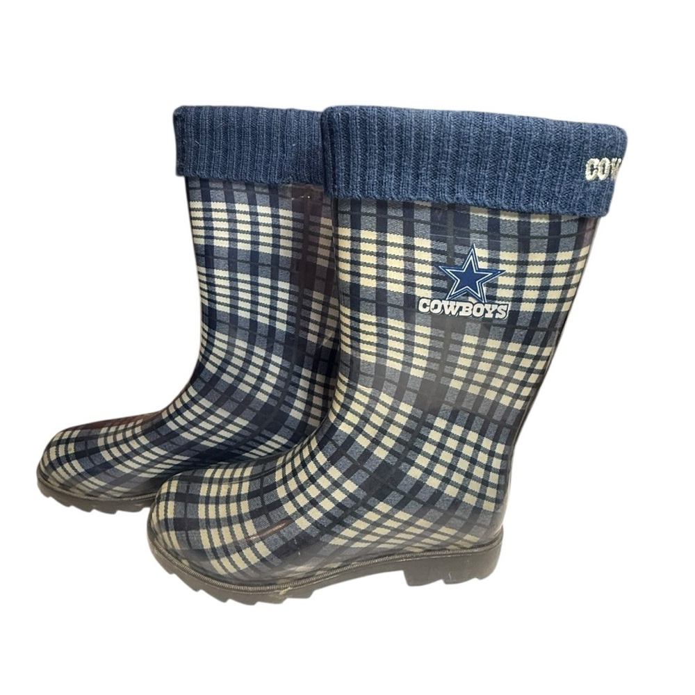 Dallas Cowboys Plaid Rain Boots Size Medium (Women's 7/8) - Picture 2 of 11